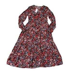 New Lascana Floral Maxi Dress Women 2 XS Rayon Tiered Peasant Cottagecore Modest